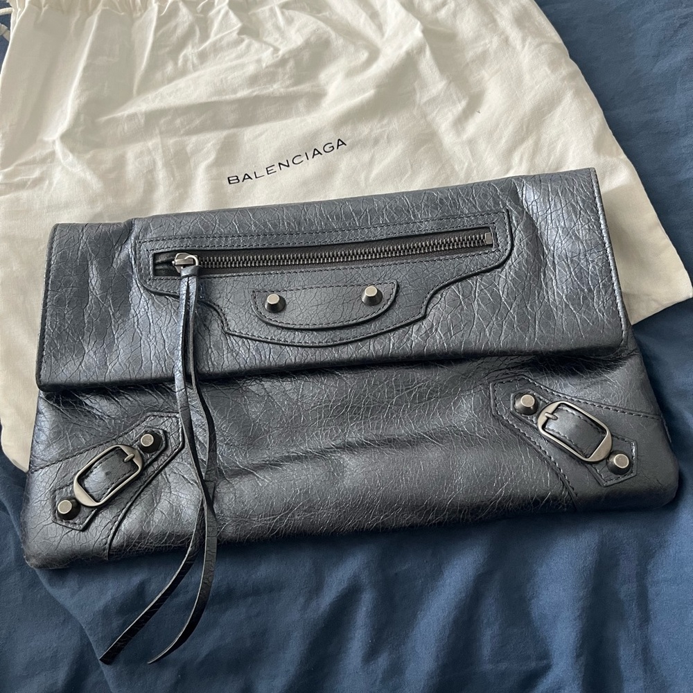 Vintage Metallic Balenciaga Envelope Clutch